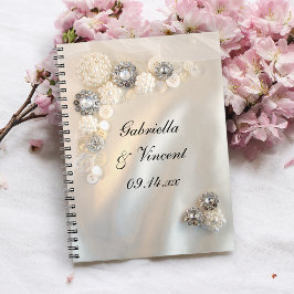 Faux White Pearl and Diamond Buttonnen Wedding Notitieboek