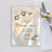 Faux White Pearl Diamond Button Rehearings Dinner Kaart