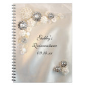 Faux White Pearl Diamond Buttonnen Quinceañera Notitieboek (Voorkant)