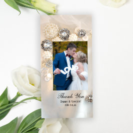 Faux White Pearl en Diamond Buttonnen Bedankkaart