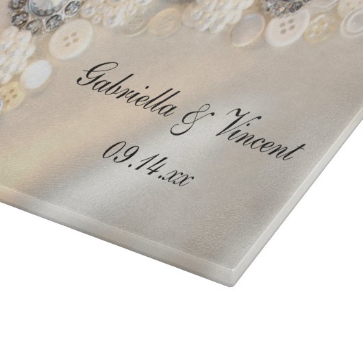 Faux White Pearls and Diamonds Button Wedding Snijplank (Hoek)