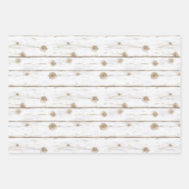 Faux White Wood Starfish Christmas Inpakpapier Vel