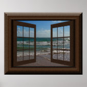 Faux Window Aquamarine Waves Ocean Scene Tranquil Poster (Voorkant)