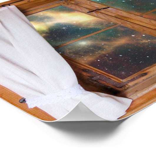 Faux Window Galaxy Space Fantasy Stars Uitzicht Poster (Hoek)