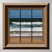 Faux Window Ocean Uitzicht Palm Beach Tropices Poster (Voorkant)