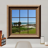 Faux Window Ocean Uitzicht Palm Beach Tropices Poster