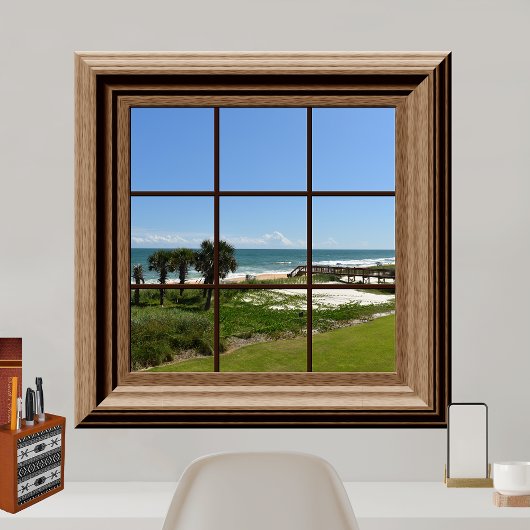 Faux Window Ocean Uitzicht Palm Beach Tropices Poster