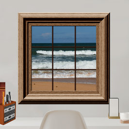 Faux Window Ocean Uitzicht Palm Beach Tropices Poster