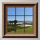 Faux Window Ocean Uitzicht Palm Beach Tropices Poster (Voorkant)