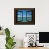 Faux Window Poster Aquamarine Ocean Scene Tranquil (Thuiskantoor)