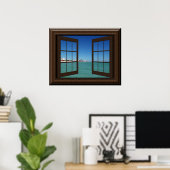 Faux Window Poster Aquamarine Ocean Scene Tranquil (Thuiskantoor)