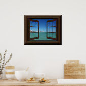 Faux Window Poster Aquamarine Ocean Scene Tranquil (Keuken)