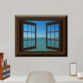 Faux Window Poster Aquamarine Ocean Scene Tranquil
