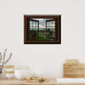 Faux Window Poster Peaceful Ocean Scene Tropical (Keuken)