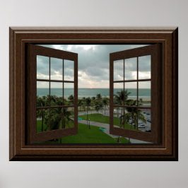 Faux Window Poster Peaceful Ocean Scene Tropical