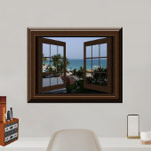 Faux Window Poster Peaceful Ocean Scene Tropical
