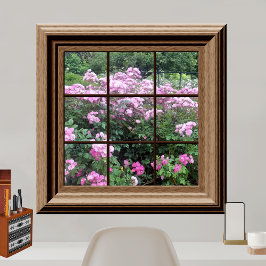 Faux Window Poster Peaceful Roos Garden Relaxing