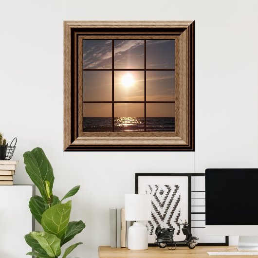 Faux Window Poster Peaceful Sunset Relaxing (Thuiskantoor)
