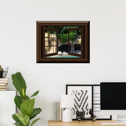 Faux Window Poster Peaceful Water Cave (Thuiskantoor)
