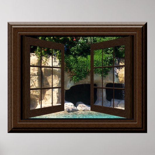 Faux Window Poster Peaceful Water Cave (Voorkant)