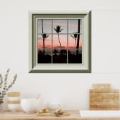 Faux Window Poster Tropical Sunset Relaxing (Keuken)