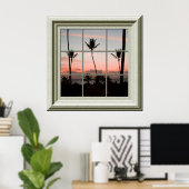 Faux Window Poster Tropical Sunset Relaxing (Thuiskantoor)