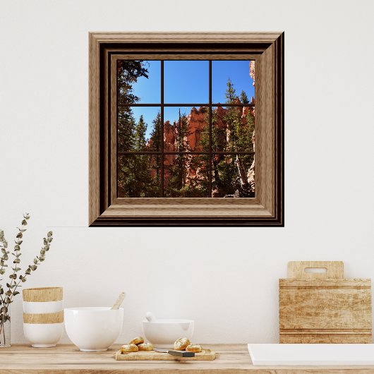 Faux Window Relaxing Uitzicht Bryce Canyon Utah Poster (Keuken)