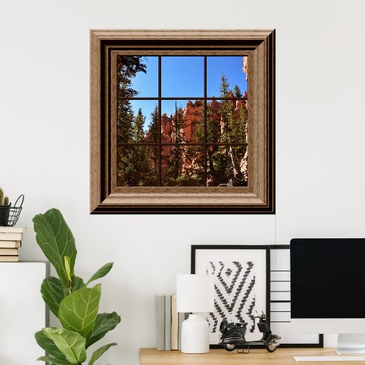 Faux Window Relaxing Uitzicht Bryce Canyon Utah Poster (Thuiskantoor)