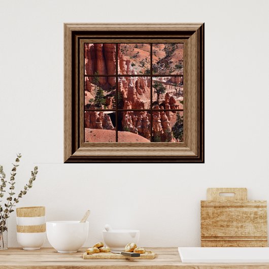Faux Window Relaxing Uitzicht Bryce Canyon Utah Poster (Keuken)