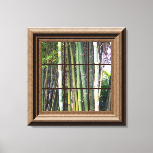 Faux Window Scene Bamboo Uitzicht Canvas Wall Art (Voorkant)