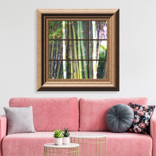 Faux Window Scene Bamboo Uitzicht Canvas Wall Art (Insitu (Woonkamer))