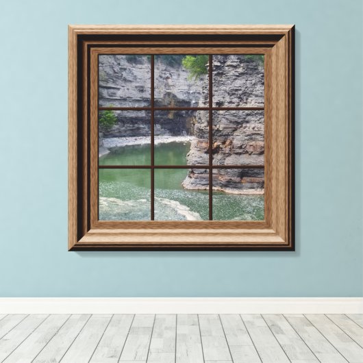 Faux Window Scene Genesee River Gorge Canvas (Insitu (Houten vloer))
