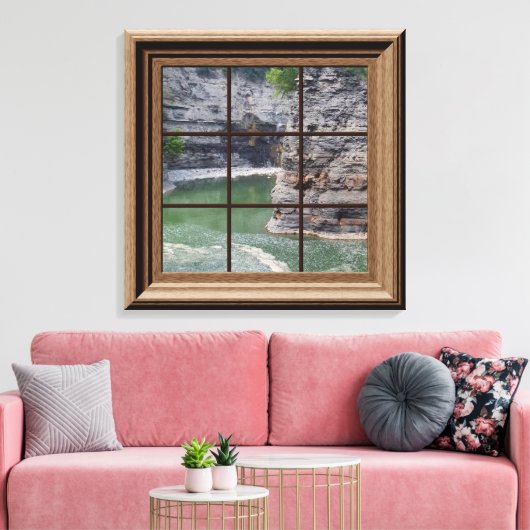 Faux Window Scene Genesee River Gorge Canvas (Insitu (Woonkamer))