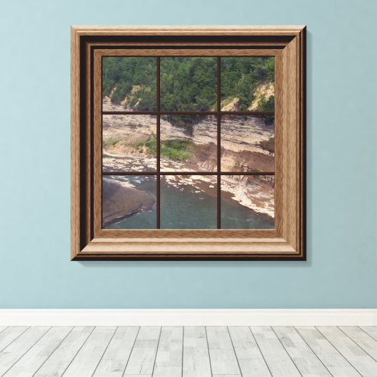 Faux Window Scene Genesee River Gorge Canvas (Insitu (Houten vloer))