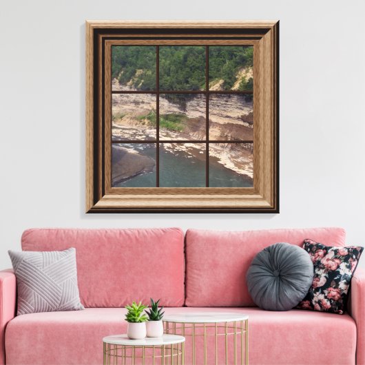 Faux Window Scene Genesee River Gorge Canvas (Insitu (Woonkamer))