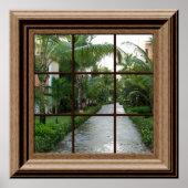 Faux Window Scene Lush Tropical Landscape Uitzicht Poster (Voorkant)