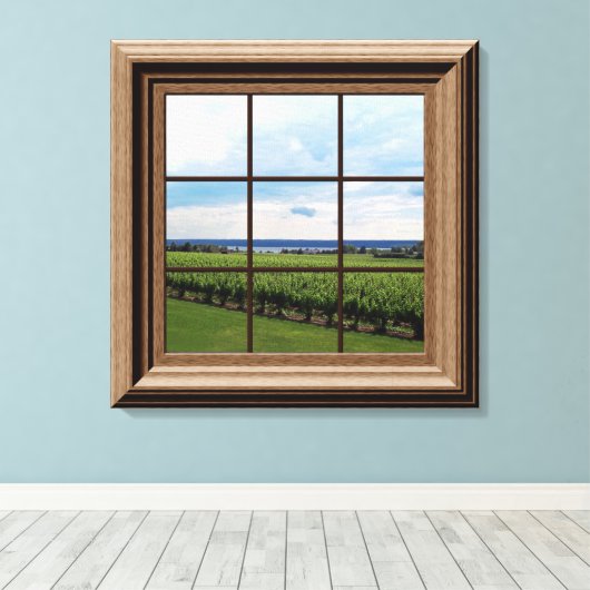 Faux Window Scene Peaceful Uitzicht Canvas Afdruk (Insitu (Houten vloer))