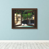 Faux Window Scene Watergrot Vreedzaam Ontspannen Canvas Afdruk (Insitu (Houten vloer))