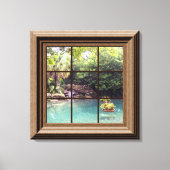 Faux Window Scene Zen Water Garden Peaceful Canvas Afdruk (Voorkant)