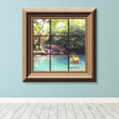 Faux Window Scene Zen Water Garden Peaceful Canvas Afdruk (Insitu (Houten vloer))