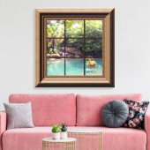 Faux Window Scene Zen Water Garden Peaceful Canvas Afdruk (Insitu (Woonkamer))