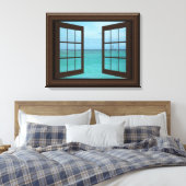 Faux Window Uitzicht Aquamarijn Oceaan Scène Tranq Canvas Afdruk (Insitu (Slaapkamer))