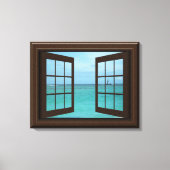 Faux Window Uitzicht Aquamarijn Oceaan Scène Tranq Canvas Afdruk (Voorkant)