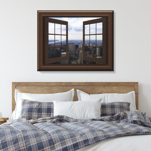 Faux Window Uitzicht Empire State Building NYC Can Canvas Afdruk (Insitu (Slaapkamer))