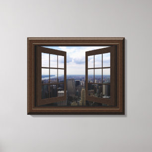 Faux Window Uitzicht Empire State Building NYC Can Canvas Afdruk