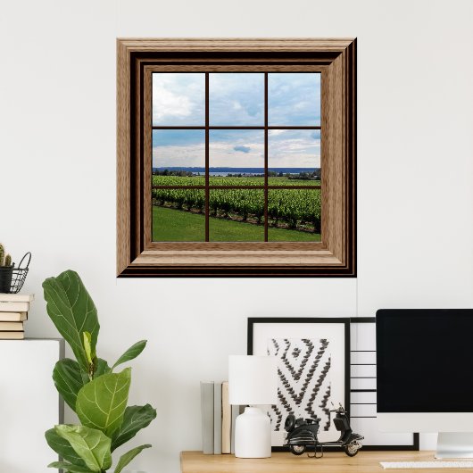 Faux Window Uitzicht Fake Vineyard Scene Tranquil Poster (Thuiskantoor)