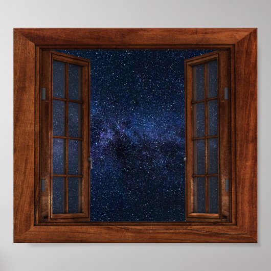 Faux Window Uitzicht Milky Way Space Stars Fantasy Poster (Voorkant)