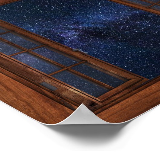 Faux Window Uitzicht Milky Way Space Stars Fantasy Poster (Hoek)