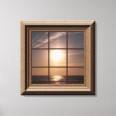 Faux Window Uitzicht Ocean Sunset Canvas Wall Art (Voorkant)