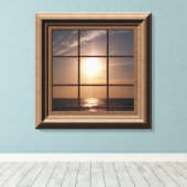 Faux Window Uitzicht Ocean Sunset Canvas Wall Art (Insitu (Houten vloer))